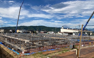 上田市第二学校給食センター改築事業令和4年8月、9月地中梁配筋工事