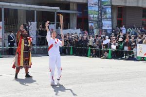 ゴール地点箱山愛香さんと武将隊幸村公