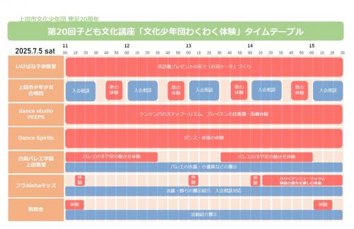 第20回子ども文化講座タイムテーブル