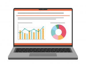 パワーポイントの画面が写ったパソコン