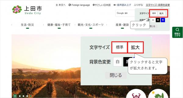 文字拡大機能の説明画像