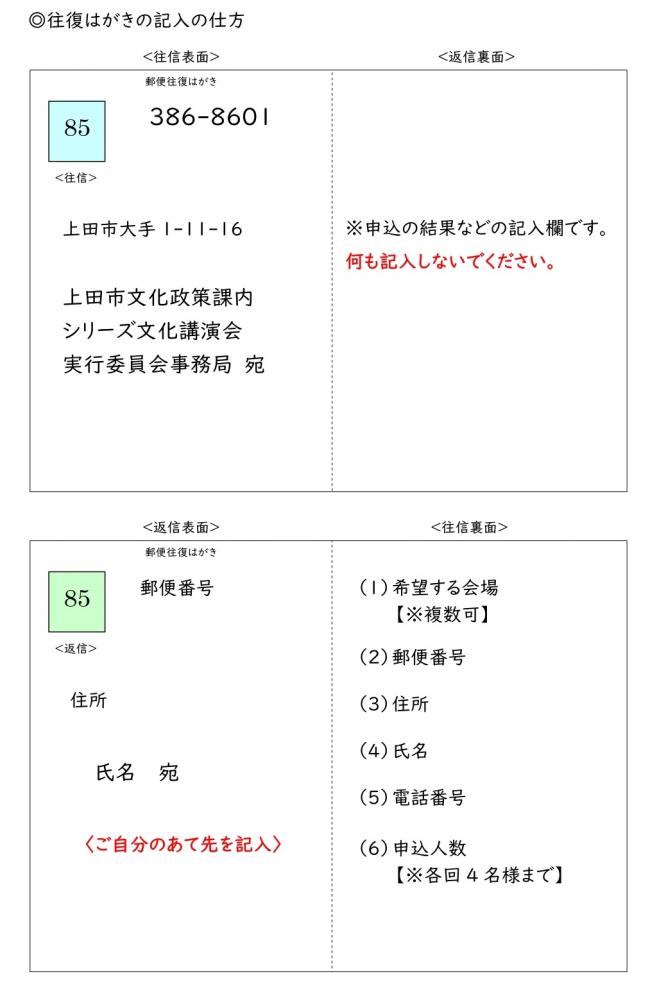 おうふくはがきのきにゅうのしかた