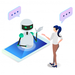 AIと人が話しているイラストのイメージ画像