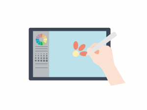 タブレットでお絵描きしている画像