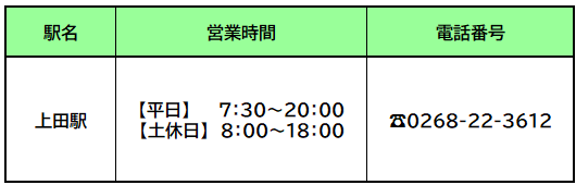上田電鉄窓口営業時間等
