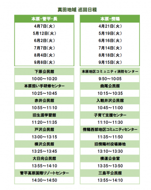 令和8年4月～9月 やまびこ号運行予定（真田地域）
