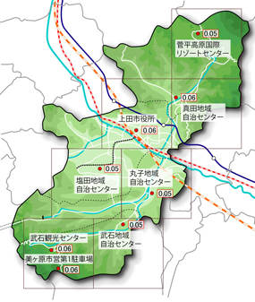 H23度空間放射線量測定地点地図