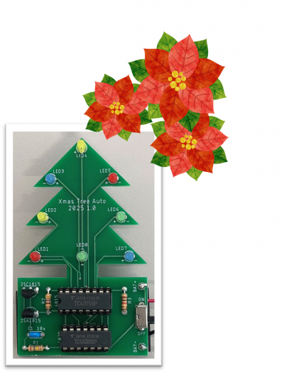 ハイビスカスのイラストに実際に工作したクリスマスツリーの見本画像例