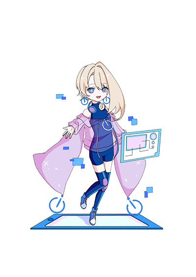 マスコットキャラクター茶髪の女の子のイラスト