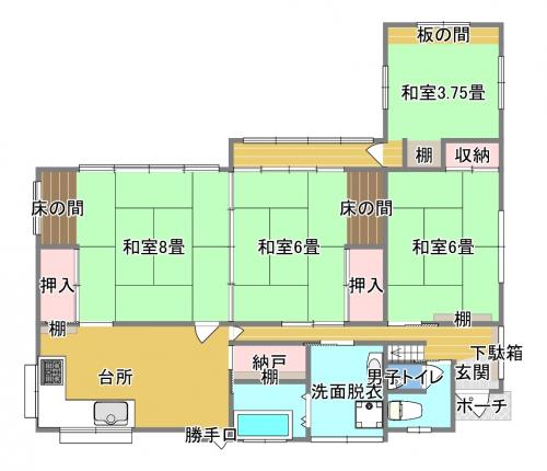 管理番号：5222（物件番号：UL-0287）の1階間取り