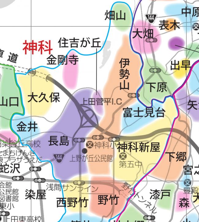 染屋　上川原柳町　蛇沢　伊勢山　金井　大久保　長島　金剛寺　住吉が丘